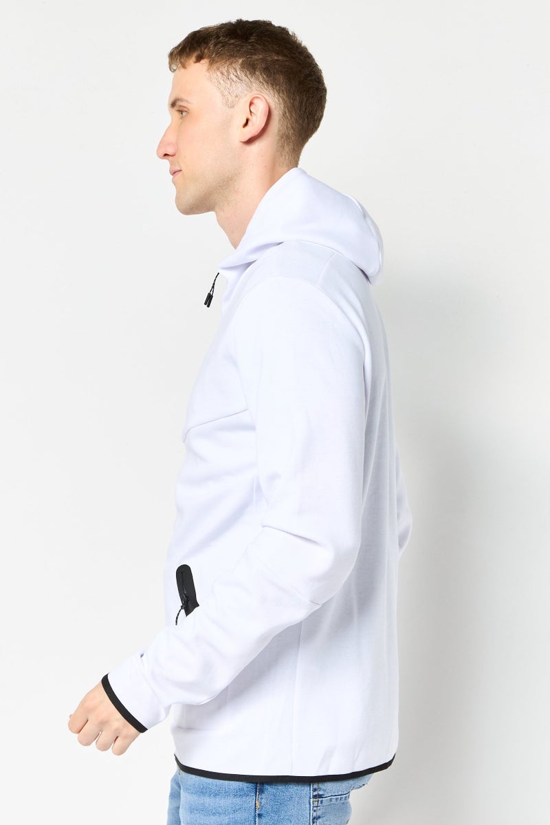 Celio هودي رجالي بأكمام طويلة سادة، أبيض - Image 4