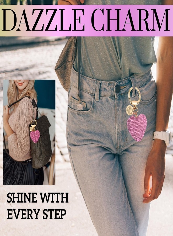 iAccessories Bling 3D Crystal Heart Key Ring | Keychain Pendant Charm for Girls Bags, Wallets and Luggage - Pink - Image 4