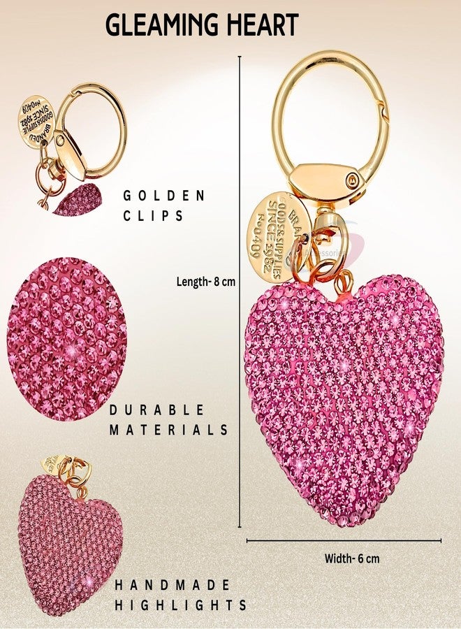 iAccessories Bling 3D Crystal Heart Key Ring | Keychain Pendant Charm for Girls Bags, Wallets and Luggage - Pink - Image 3