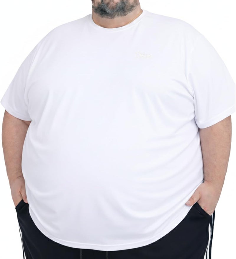 OVERS Plus Size Short Sleeves Round Neck Sports T-Shirts For Mens, Lightweight, Breathable, Stretchable Activewear for Gym, Running & Training. (XL-8XL) - Image 1