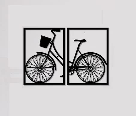 STASH HOUSE Bicycle 2 Panels Wooden Wall Art Natural Wood Veneer Bicycle Wall Decor for Home Decor Art for Bedroom Farm House Housewarming Gift - Image 1