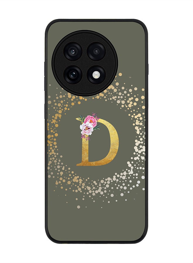 Stylizedd For OnePlus 13R / Ace 5 Pro Case,Slim fit Camera Protection, Shockproof Thin Phone cover  - Custom Monogram Floral - D  (Olive Green ) - Image 1