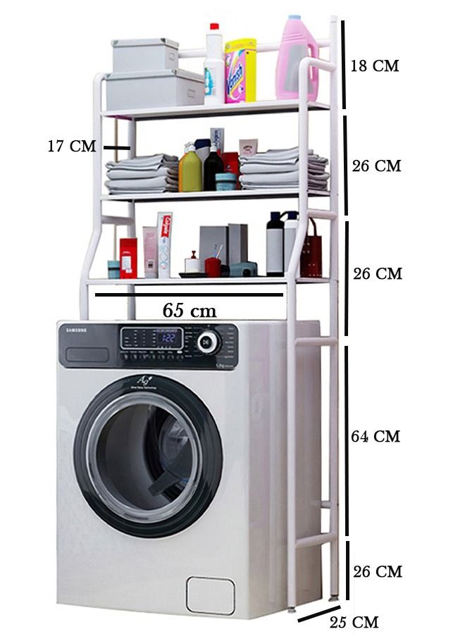 3 Tier Bathroom Laundry Washing Machine Shelf Rack - Image 2