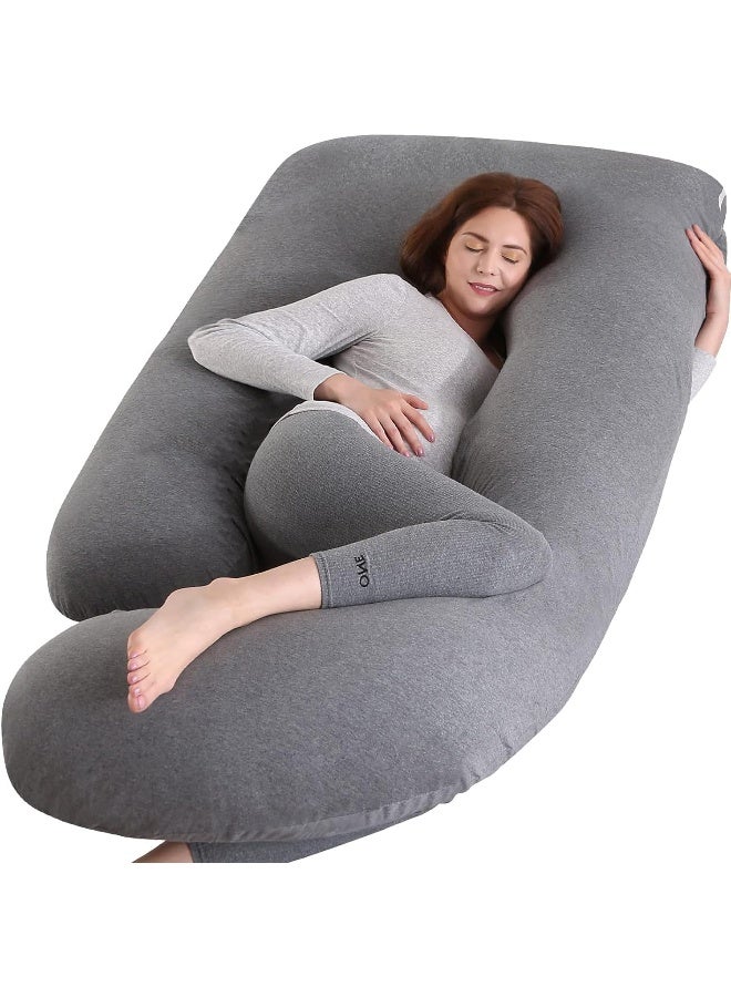 Victostar Pregnancy Pillow,57 inches U Shaped Maternity Pillow with Removable Cover Full Body Pillow Support for Back, HIPS, Legs, Belly (Black Gray) - Image 1