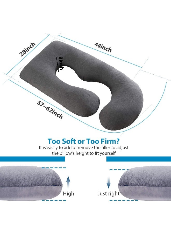 Victostar Pregnancy Pillow,57 inches U Shaped Maternity Pillow with Removable Cover Full Body Pillow Support for Back, HIPS, Legs, Belly (Black Gray) - Image 4