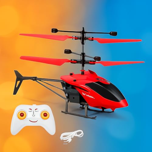 VRION® Helicopteer for 6 + Years Boys Indoor and Outdoor Helicopteer, Palm Sensing Helicopteer with led Lights Birthday,Chiristmas,Xmas Gifts(Pack of 1) (RED) - Image 1