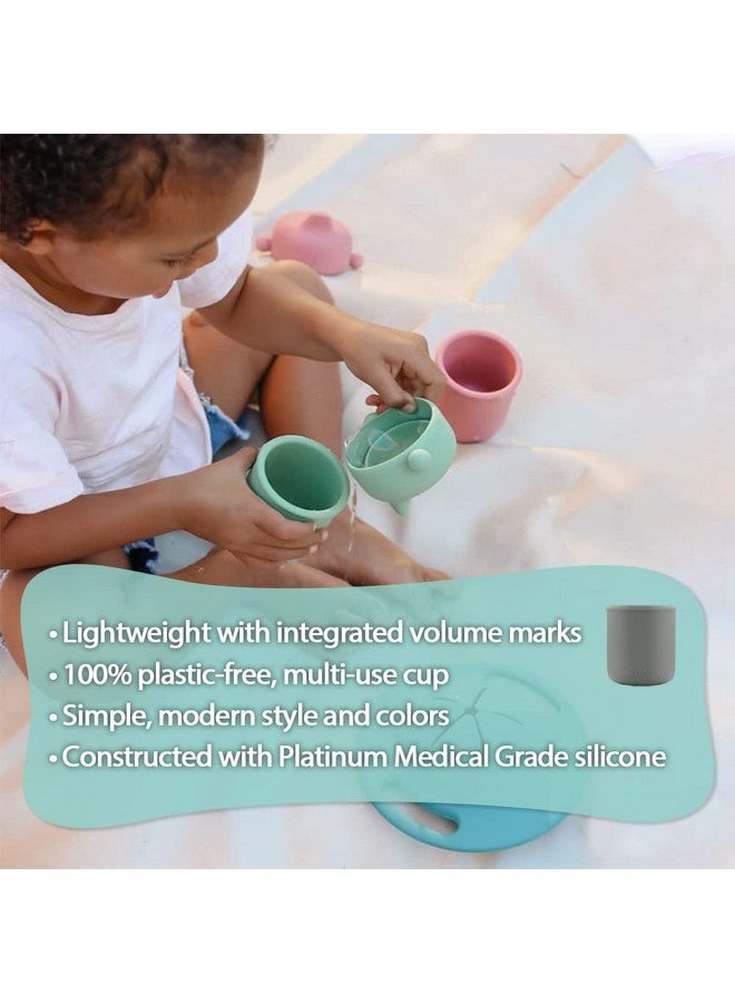 بيورا كوب التدريب المصنوع من السيليكون من بيورا ماي-ماي، سعة 150 مل، خالٍ من البلاستيك بنسبة 100%، قابل لإعادة الاستخدام، آمن غذائيًا، مقاوم للانسكاب للأطفال الصغار، ومرحلة ما قبل المدرسة، والرضع والأطفال الصغار - عبوة من 3 قطع، لون رمادي، ونعناع، وطحلب - Image 2