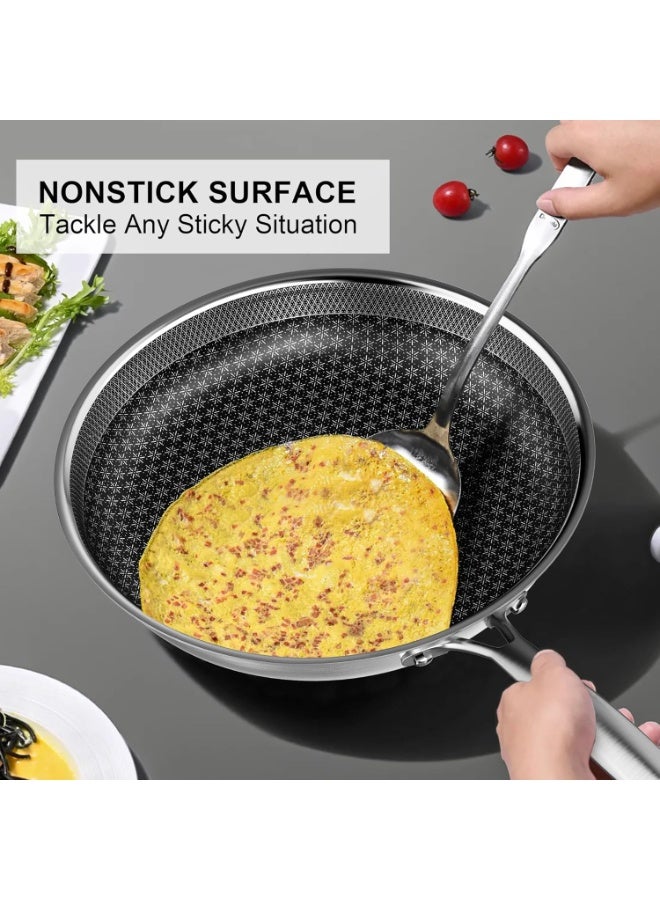 Caannasweis Non Stick Frying Pans,30cm Hybrid Tri-Ply Stainless Steel Frying Pans Nonstick Cooking Pan, Induction Cookware Non Toxic Large Skillet Chef Pan, Dishwasher and Oven Safe, Suitable for All Stove - Image 2