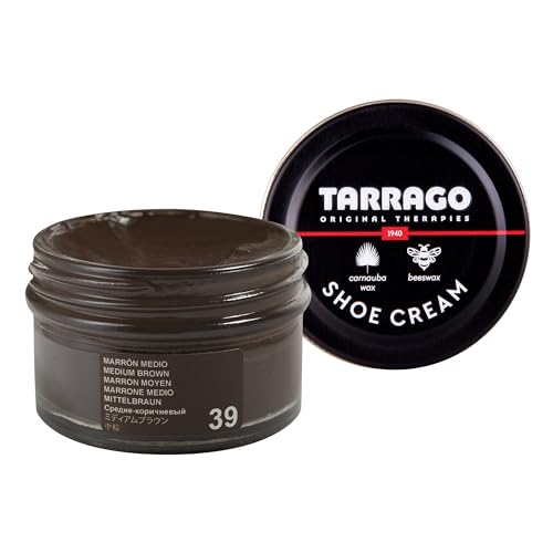 Tarrago Shoe Cream Professional Shoe Polish for Leather Boots, Shoes, Purse, Furniture Eco Friendly Leather Conditioner 1.7oz - Medium Brown #39 - Image 1