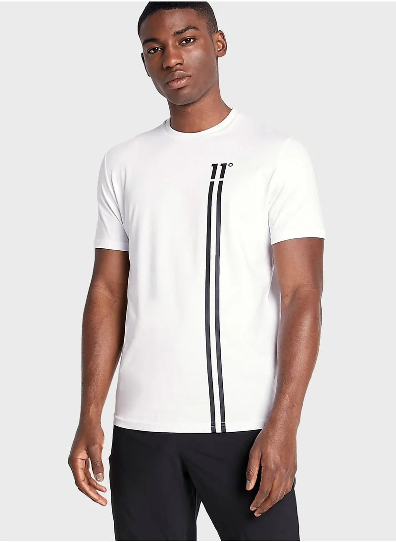 11 degrees Stripe Logo T-Shirt