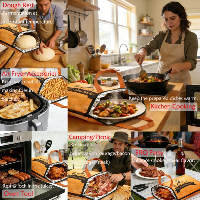 Bolycen 21in BBQ Blanket for Resting Meat-Air Fryer/Dough/Kitchen/Smoker Accessories Party Picnic Camping-Insulated Bag for Brisket/Pork Shoulder/Turkey-Anniversary Birthday Gift for Men - Image 3