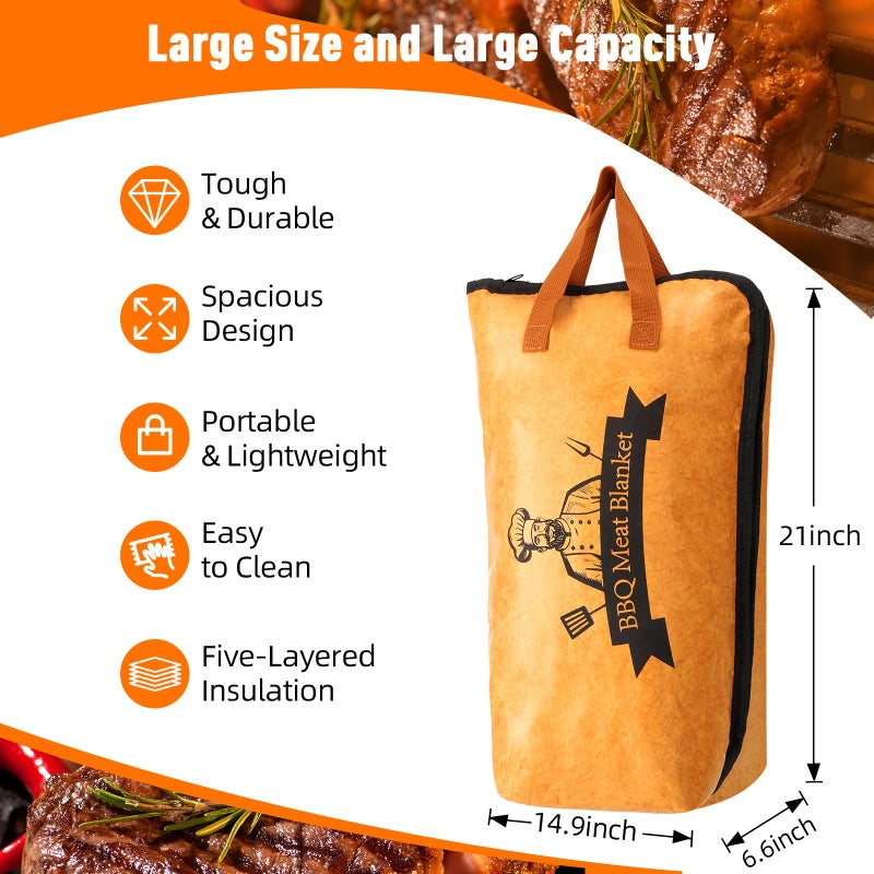 Bolycen 21in BBQ Blanket for Resting Meat-Air Fryer/Dough/Kitchen/Smoker Accessories Party Picnic Camping-Insulated Bag for Brisket/Pork Shoulder/Turkey-Anniversary Birthday Gift for Men - Image 2