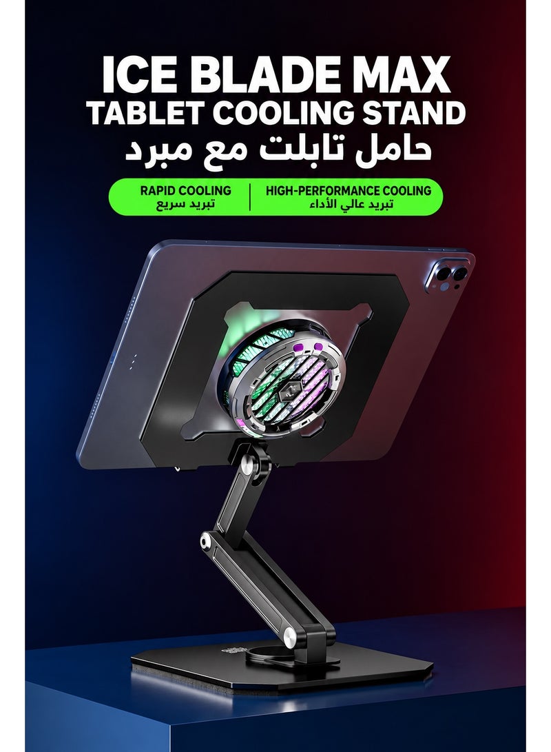 piva Tablet Stand PIVA All-Metal Gaming Tablet Stand, 360° Rotating Adjustable iPad Holder with 180° Multi-Angle Hinges, Heavy-Duty Weighted Base, Foldable Desktop Stand, Open Cooling Design for iPad, Tablets, Gaming, Work & Study - Image 5