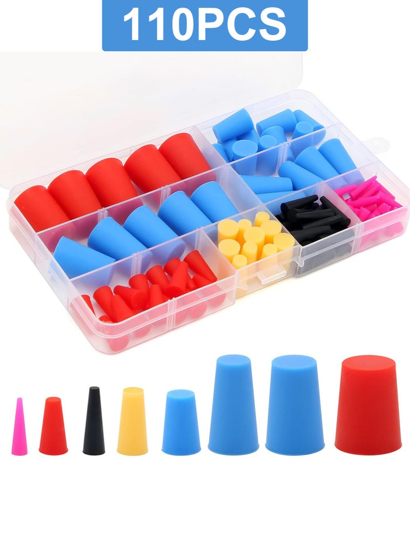110PCS Silicone Rubber Tapered Plug, Coldairsoap High-Temperature Resistant Rubber Stoppers 8 Size 1.6mm to 16mm for Hole Plugs, Spraying, Coating, Painting Protection - Image 1