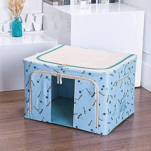 Kresal Kresal Storage Bins Boxes Foldable Stackable Container Organizer Metal Frame Basket Set with Large Clear Window Carry Handles for BeddingClothesClosets BedroomsMulti Color And Design  - Image 2