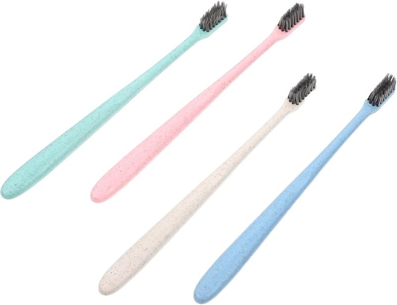 12 قطعة فرشاة أسنان بالفحم، شعيرات ناعمة، قبضة مريحة، للعناية بالأسنان أثناء السفر، ألوان متنوعة - Image 2