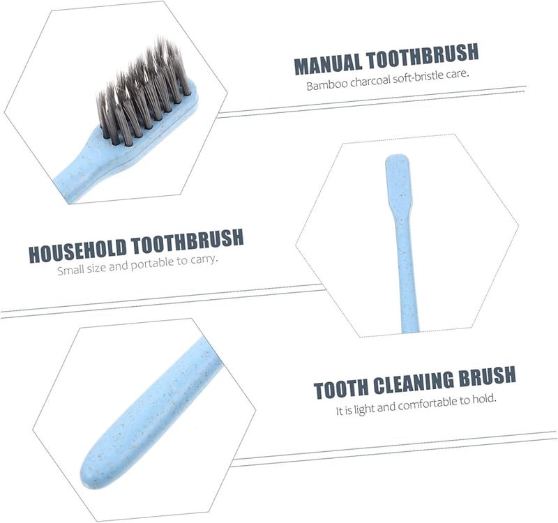 12 قطعة فرشاة أسنان بالفحم، شعيرات ناعمة، قبضة مريحة، للعناية بالأسنان أثناء السفر، ألوان متنوعة - Image 4
