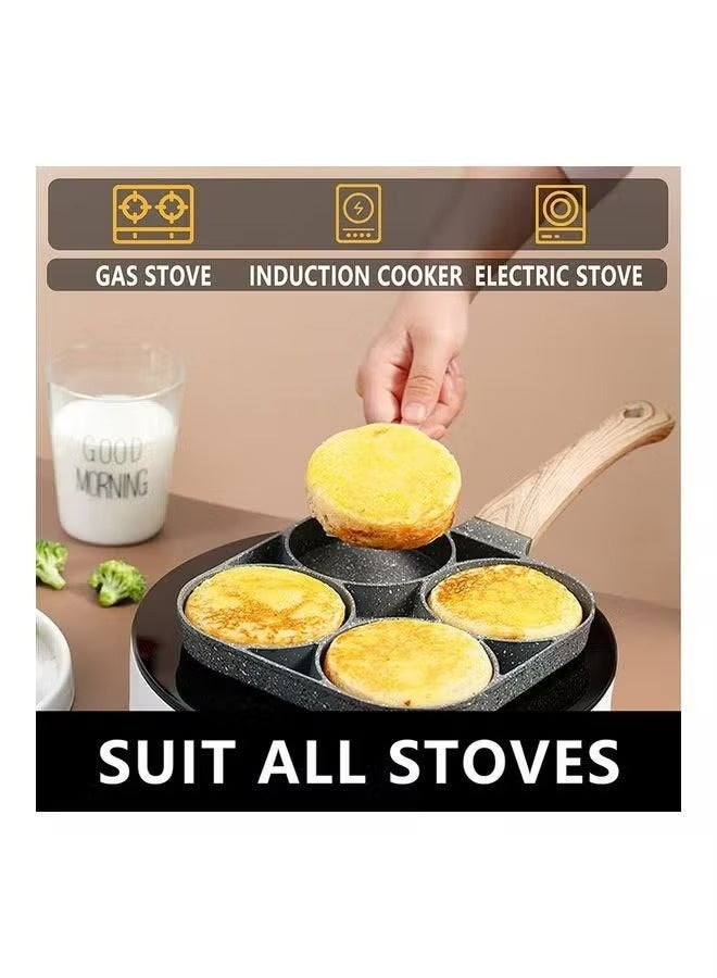 Egg Frying Pan,Non-Stick Pancake Pan Egg Pan Aluminium with 4 Hole Breakfast Fried Egg Burger Pan for Induction Hob Stove Gas - Image 2
