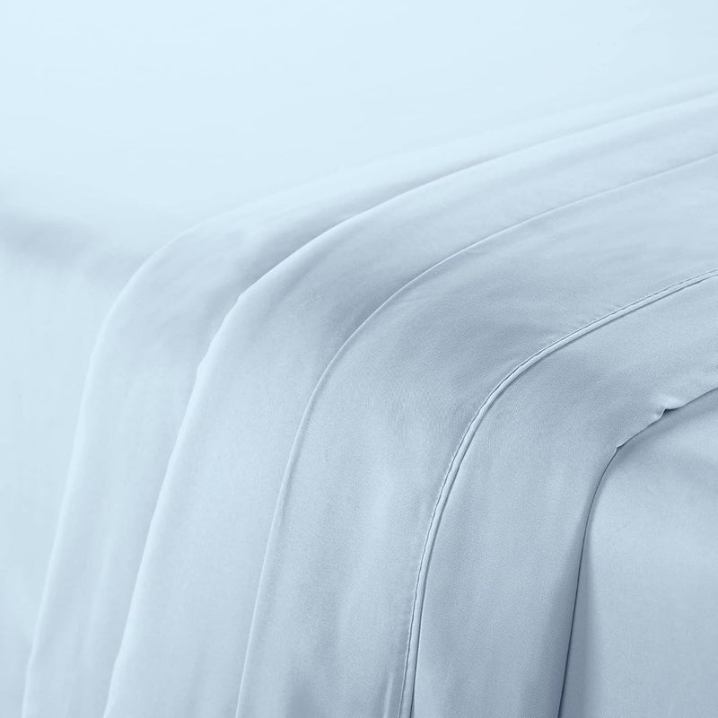 Serta Simply Clean Super Soft Hypoallergenic Stain Resistant Deep Pocket 3 Pieces Solid Bed Sheet Set, Twin, Light Blue - Image 3