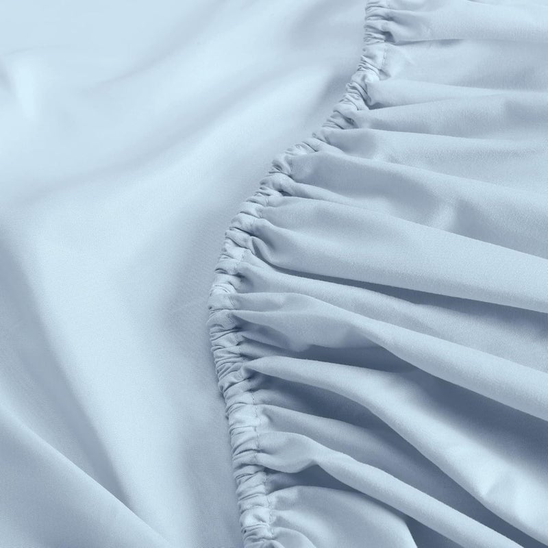 Serta Simply Clean Super Soft Hypoallergenic Stain Resistant Deep Pocket 3 Pieces Solid Bed Sheet Set, Twin, Light Blue - Image 4