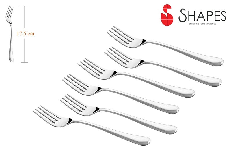 SHAPES SHAPES Opera Premium Silver Steel Fork Set of 6 Durable RustResistant Perfect for Everyday Use and Special Occasions Dinner Fork for HomeKitchen Silver Finish - Image 3