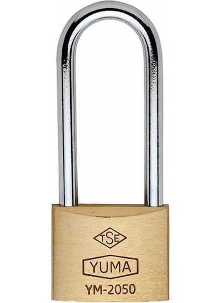 Yuma Long Hook Brass Padlock 50 mm Double Sided Silver - White 1 Piece  - Image 1