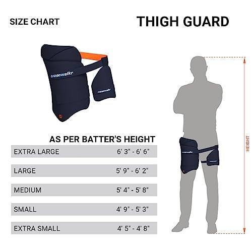 moonwalkr Thigh Guard 2.0 Protective Gear for Batter’s Height (4’9”- 5’3”) Cricket Thigh Pad Cricket Accessories & Equipment Safeguarding Both Your Outer and Inner Thighs Blue (Small, Left Hand) - Image 3