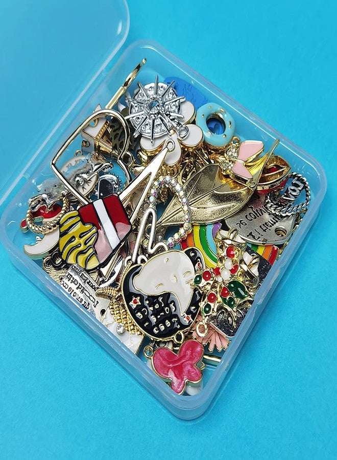 Chenkou Craft Wholesale 50pcs Lots Mix Alloy Resin Rhinestone Flowers Pendants Charms Beads Bracelet Necklace Jewelry Findings-Halloween Christmas Mother's Day Valentine's Day (Random 50pcs) - Image 3