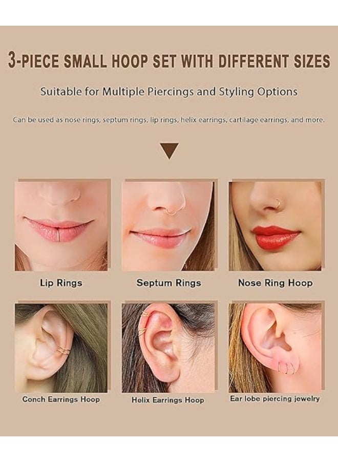 20G Silver Nose Rings Hoop Sets, Hypoallergenic 316L Surgical Steel Nose Piercing Hoops for Men Women - Image 5