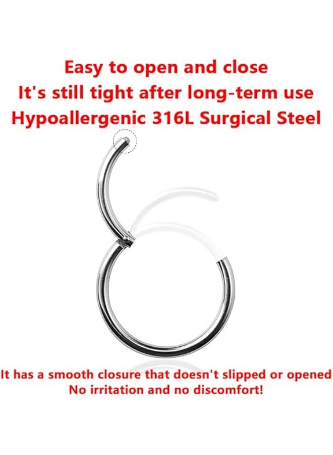 20G Silver Nose Rings Hoop Sets, Hypoallergenic 316L Surgical Steel Nose Piercing Hoops for Men Women - Image 4