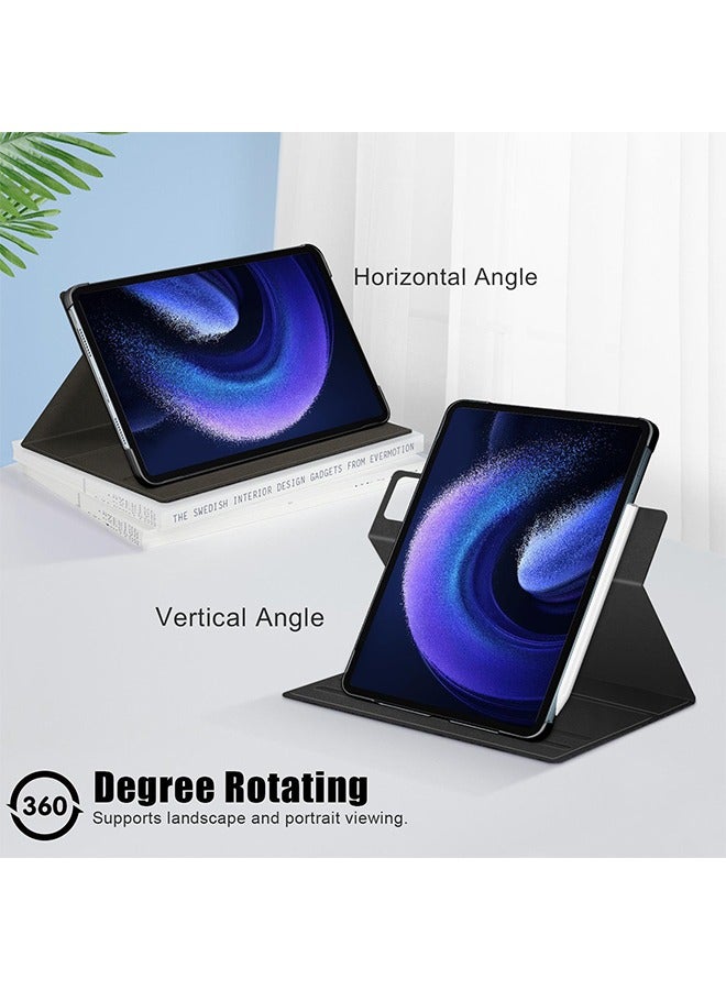 أوشن حالة شياومي مي باد 6/6 برو, متعدد الوظائف غطاء الجلد الذكي مع ميزة النوم التلقائي اليقظ, قلابة صغيرة جدًا قلابة غطاء حقيبة خفيفة الوزن متوافق مع شياومي باد 6/6 برو, أسود - Image 4