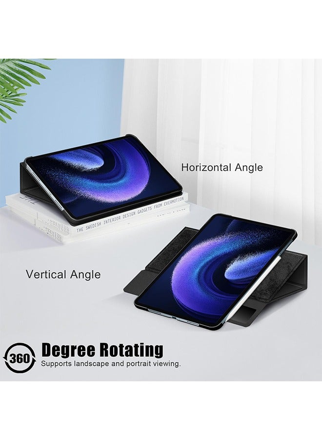 أوشن حالة شياومي مي باد 6/6 برو, متعدد الوظائف غطاء الجلد الذكي مع ميزة النوم التلقائي اليقظ, قلابة صغيرة جدًا قلابة غطاء حقيبة خفيفة الوزن متوافق مع شياومي باد 6/6 برو, أسود - Image 5