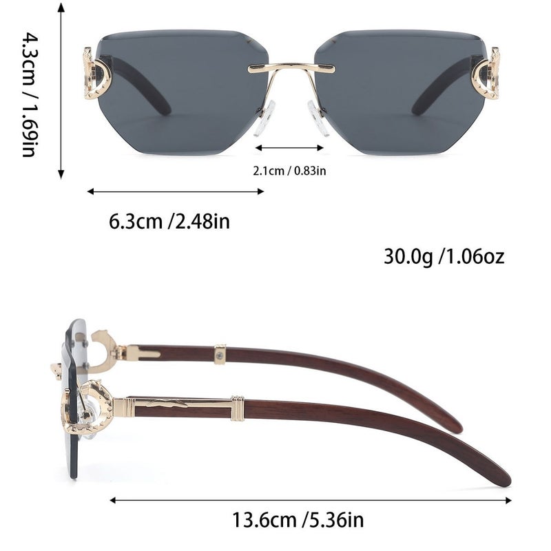Rimless Edge-Cut Unique Temple Pattern Design Unisex Sunglasses Exclusive Bq8102 - Image 3