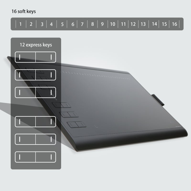 Drawing Tablet 10 * 6.25in Active Area 8G Expandable Memory - 10mm Ultrathin Design Customizable Express & Soft Keys for Digital Artists Designers - Image 2