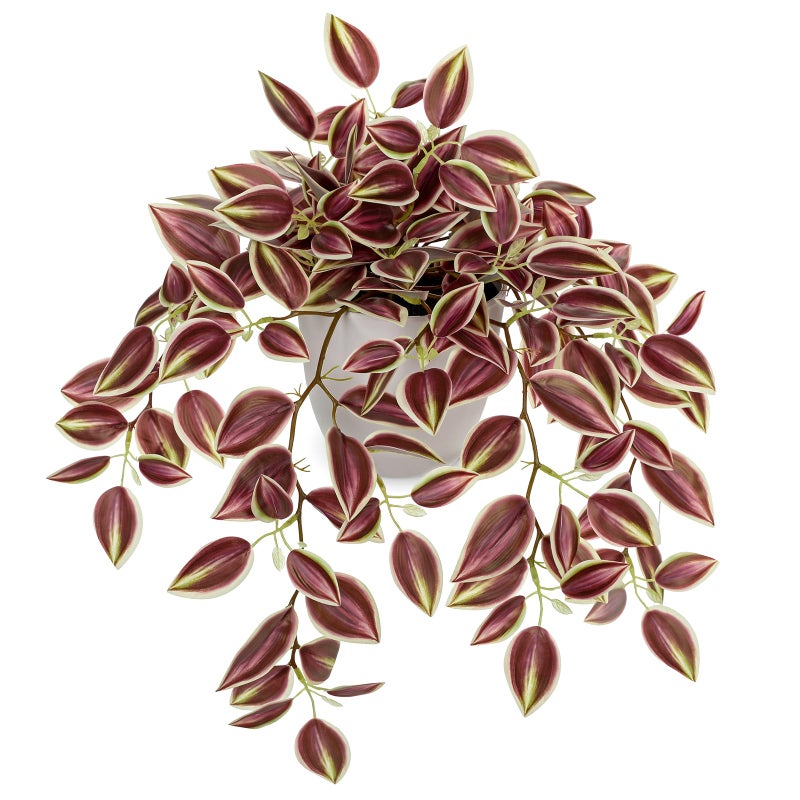 Briful Faux Plants Indoor Fake Potted Silk Plants Artificial Watermelon Peperomia Draping Plant for Home Office Room Kitchen Shelf Cabinet Tabletop Decoration(Dark Red - 1 Pack) - Image 1