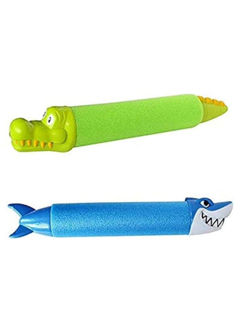 2PC Water Gun Blaster Toy For Kids Summer Swimming Pool Beach Water Gun Funny Shooter Toys Pull Down Type Water Gun Shark Crocodile Water Gun Foam Soaker Summer Game - Image 1