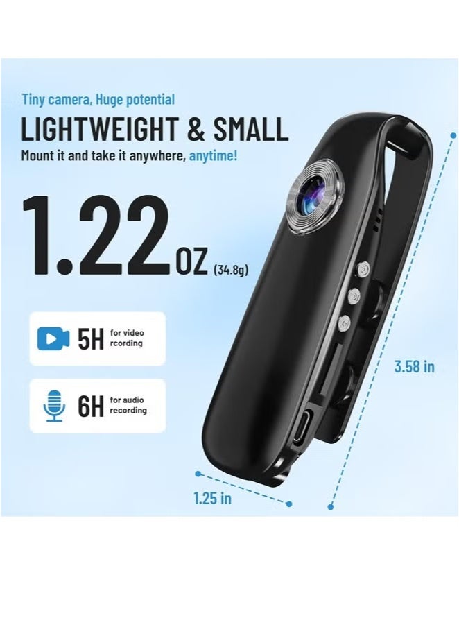 Mini Body Camera with Audio and Video Recording 1080P 64GB Motion Detection Video Recorder Wearable POV Camcorder with Magnetic Pocket Portable DV for Cycling,Pets,Walking,Travaling（With 64GB SD Card And Card Reader） - Image 2