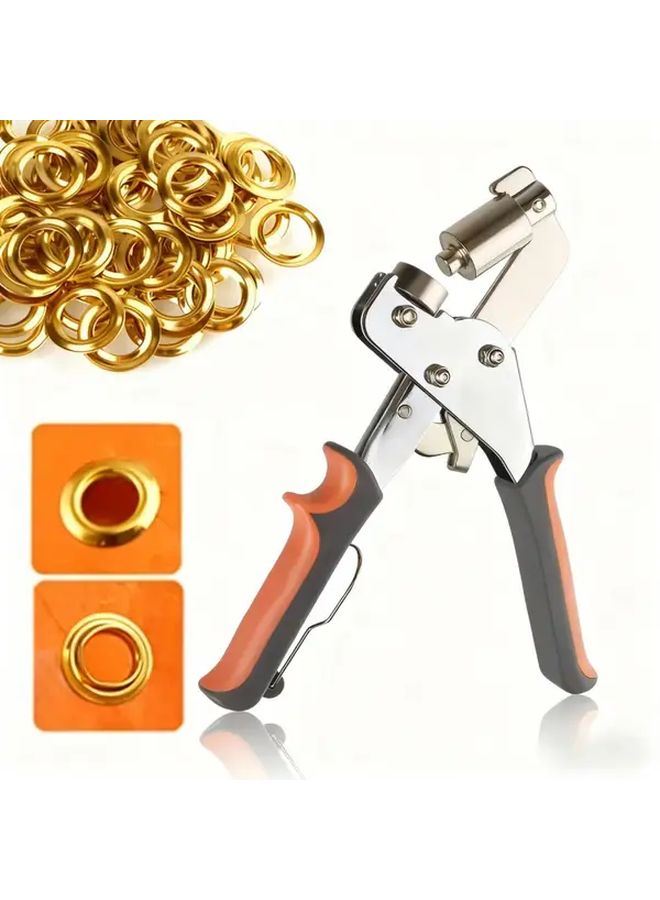 Silver Heavy Duty Manual Hole Punch Pliers With 100 Eyelets For Leather Canvas Fabric - Image 2