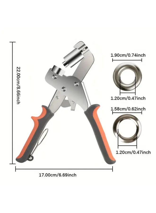 Silver Heavy Duty Manual Hole Punch Pliers With 100 Eyelets For Leather Canvas Fabric - Image 5