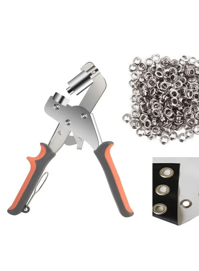 Silver Heavy Duty Manual Hole Punch Pliers With 100 Eyelets For Leather Canvas Fabric - Image 3