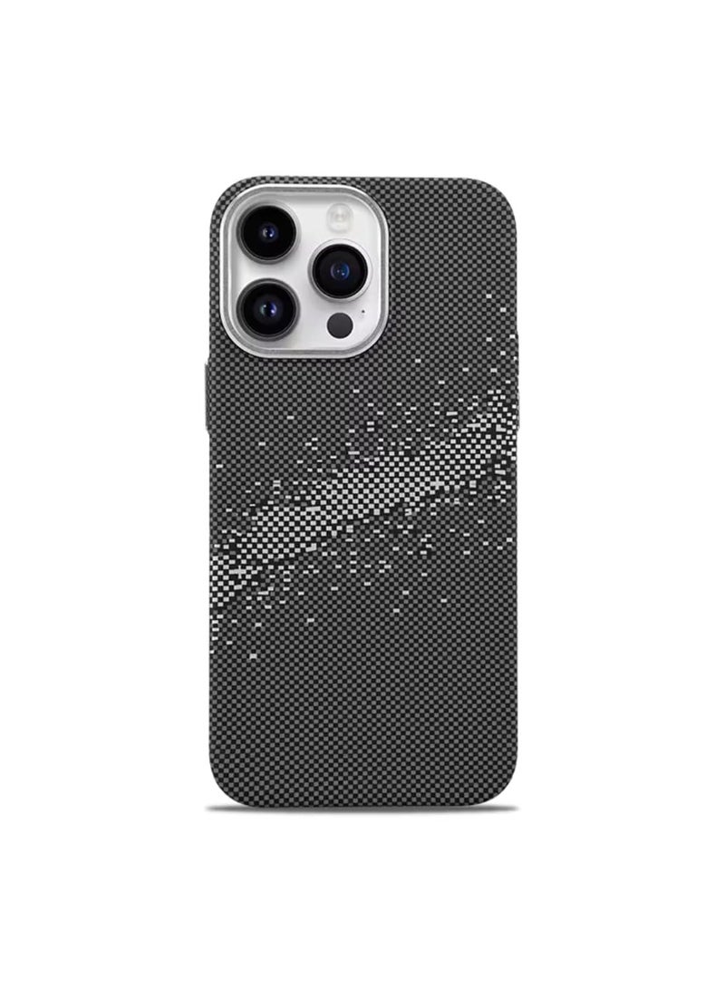 CATANES iPhone 14 Pro Max Case Cover with a Caseless Feel, Glow in The Dark, Aramid Fiber Woven / X Aries - Milky Way Grey