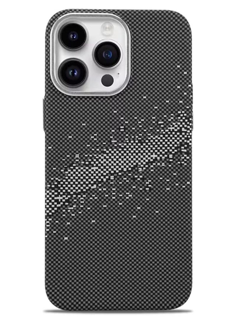 CATANES iPhone 14 Pro Max Case Cover with a Caseless Feel, Glow in The Dark, Aramid Fiber Woven / X Aries - Milky Way Grey