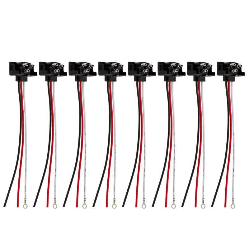 Partsam 8X Truck Trailer Molded 3 Prong Pigtail Harness Stop Turn Tail Brake Backup Light