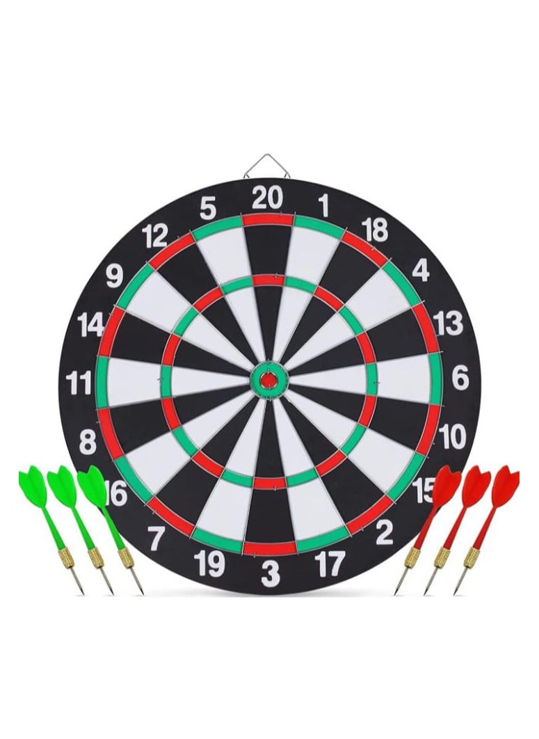 null - Double-Sided Wooden Dartboard Game Set - Image 1