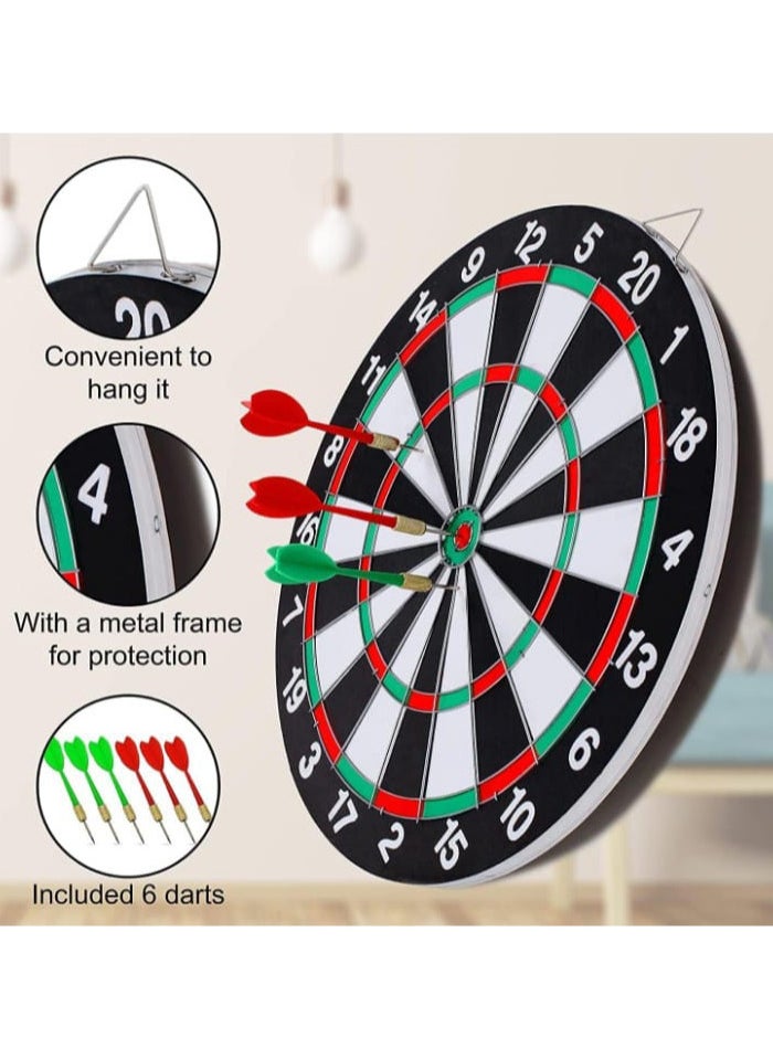 null - Double-Sided Wooden Dartboard Game Set - Image 1