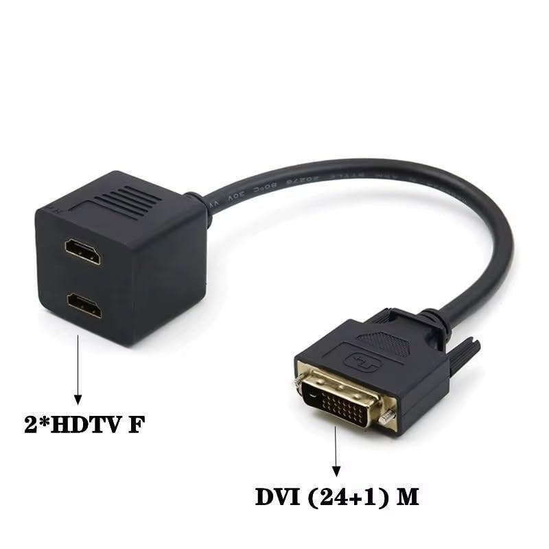 ETZIN محول كابل تمديد DVI ذكر إلى 2 منفذ HDMI أنثى مقسم محمول - Image 3