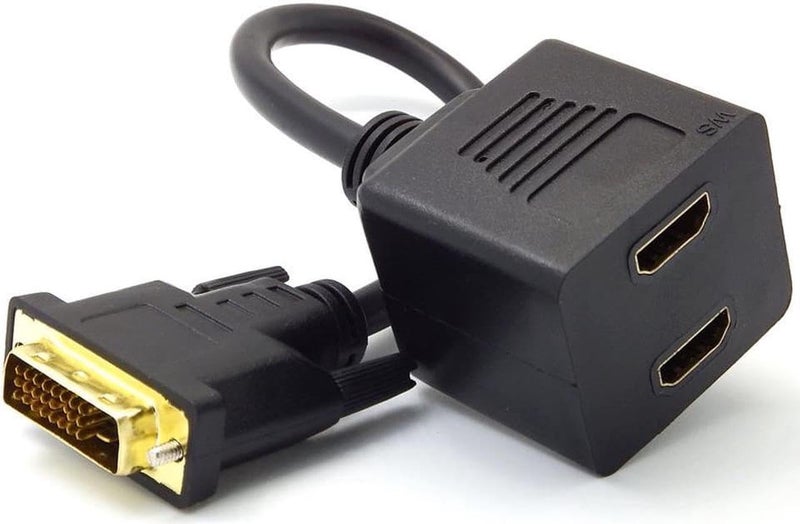 ETZIN محول كابل تمديد DVI ذكر إلى 2 منفذ HDMI أنثى مقسم محمول - Image 1