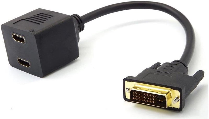 ETZIN محول كابل تمديد DVI ذكر إلى 2 منفذ HDMI أنثى مقسم محمول - Image 2