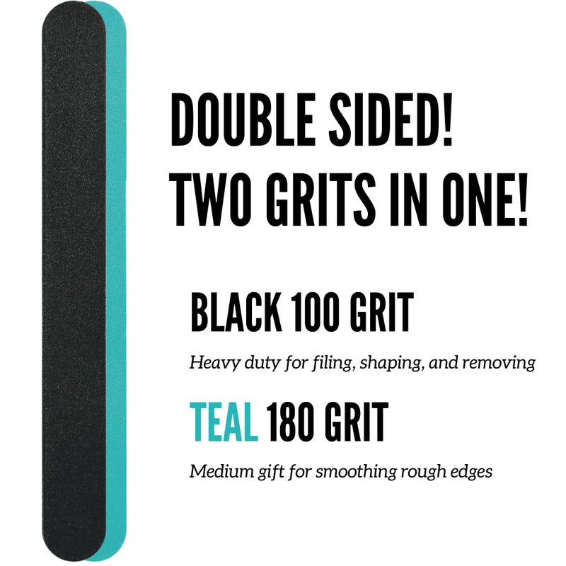Trim Salon Boards - Professional Quality, Double Sided, 100/180 Grit Nail Files - Cushioned, Easy Grip for Comfortable Use - Emery Boards for Shaping & Smoothing Nails - Black - Pack of 2 - Image 2