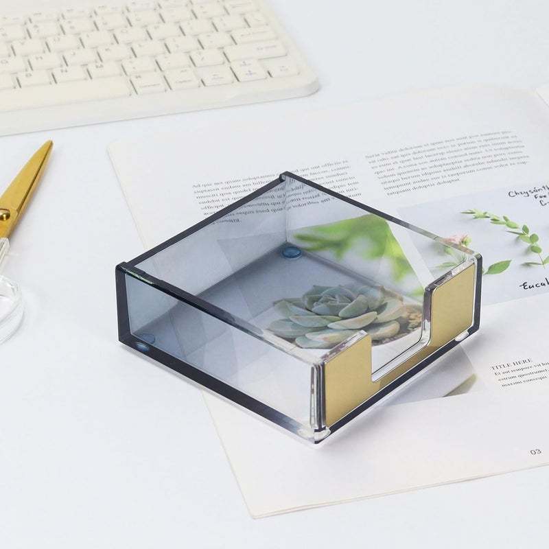 MultiBey Gradient Acrylic Sticky Note Holder, Clear Acrylic Post Note Pad Holder Memo Dispenser Desk Organizer Dispenser with Non-Slip Pads for Office Home Decor (Black) - Image 3